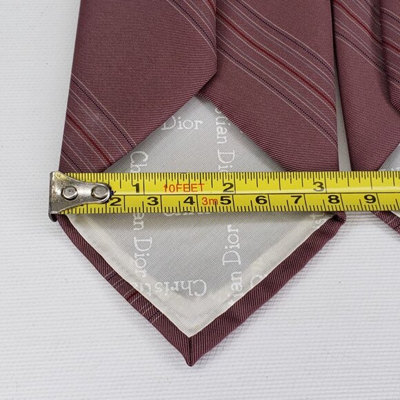 Vintage Christian Dior Mens Necktie Burgundy Classic  3.25"x55.5" USA Tie - Picture 6 of 7